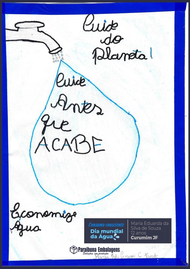 Desenho da Maria Eduarda da Silva de Souza, 12 anos, Curumim da Barreira do Triunfo de Juiz de Fora/MG, para o concurso de desenho em homenagem ao Dia Mundial da Água.