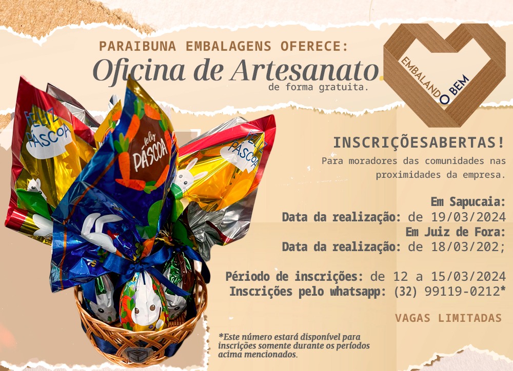 Participe da Segunda Edição da Oficina de Artesanato 2024: Transforme Ideias em Arte e Faça a Diferença! 🎨💫