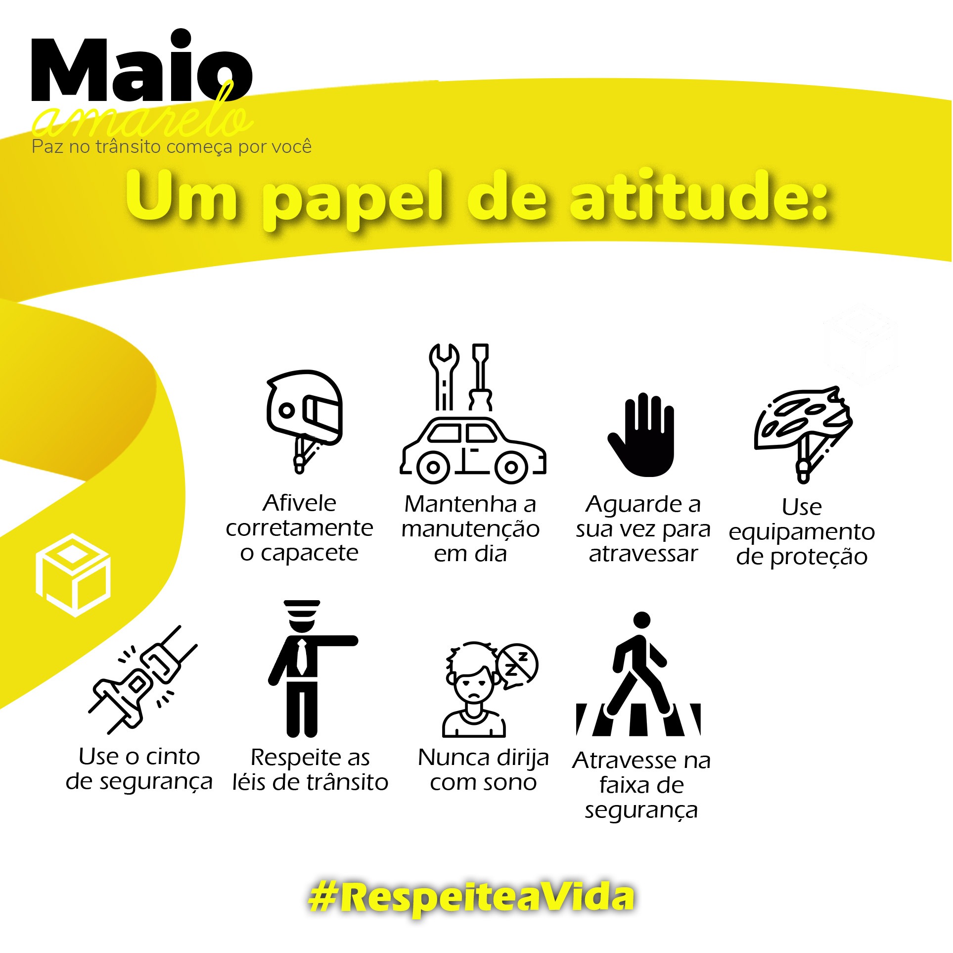 Campanha Maio Amarelo alerta para segurança no trânsito com o tema "Paz no trânsito começa por você"