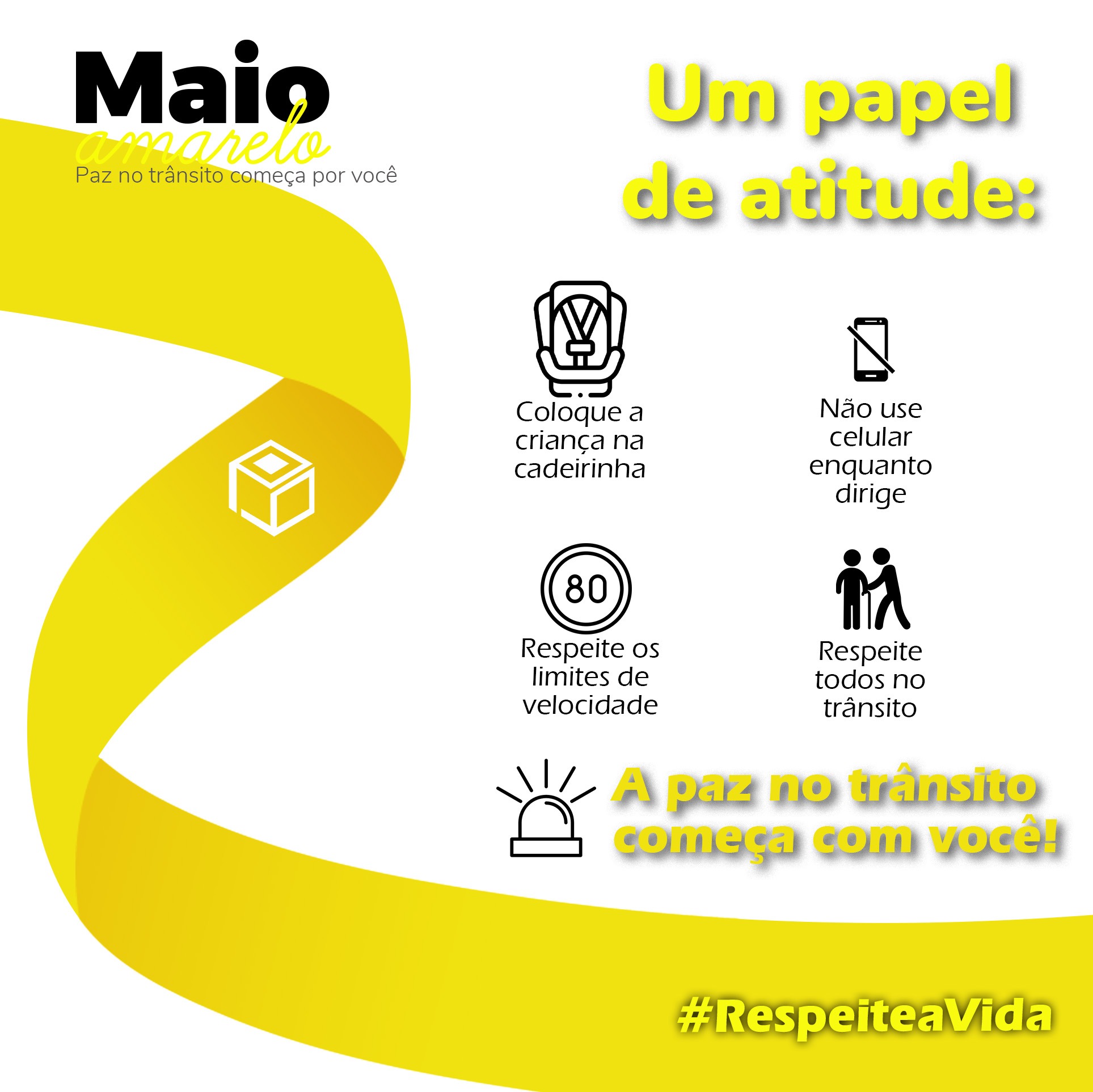 Campanha Maio Amarelo alerta para segurança no trânsito com o tema "Paz no trânsito começa por você"