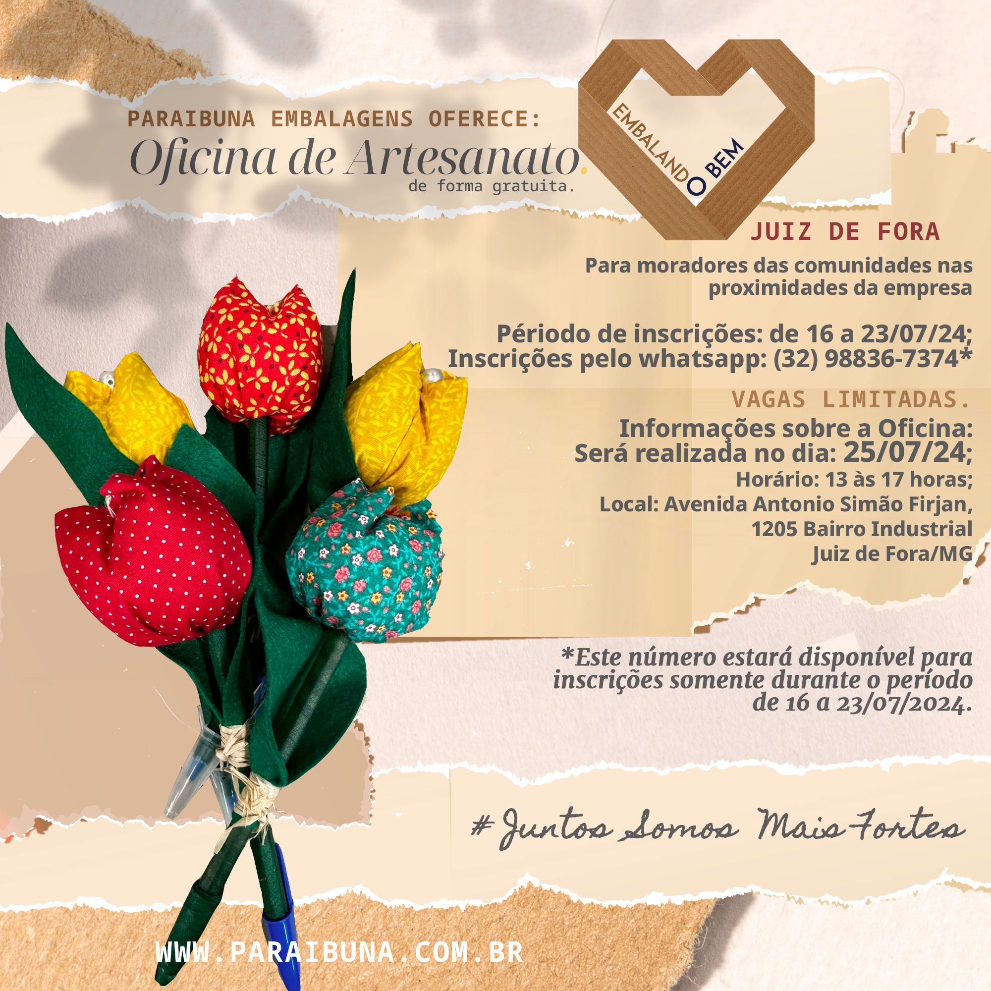 Paraibuna Embalagens promove oficina de artesanato gratuita